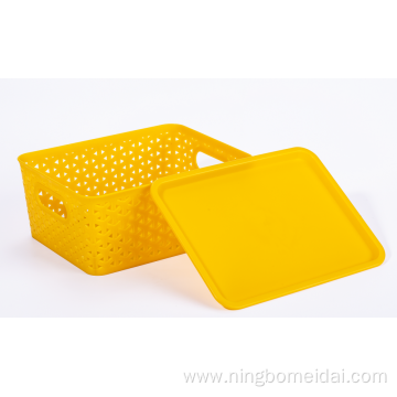 plastic organize storage basket with handle and lid